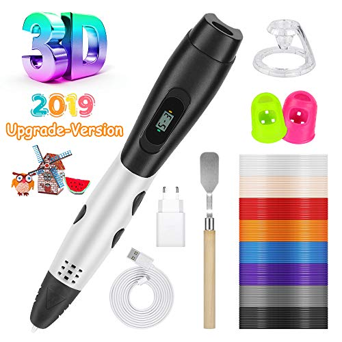 Vegena Pluma de Impresión 3D, 3D Pluma Inteligente, Boligrafo 3D con Pantalla LCD Compatible con 1.75mm PLA y Filamento ABS de 16 Colores para Impresión 3D Regalo para Niños y Adultos
