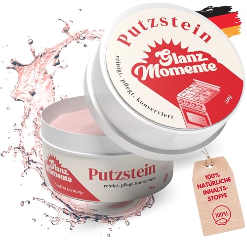 Preisvergleich Produktbild GLANZMOMENTE ® Putzstein - 300g - Inkl. Handschwamm - Universalstein - Universalreiniger - Für Küche, Bad, Fenster, WC und mehr - Made in Germany