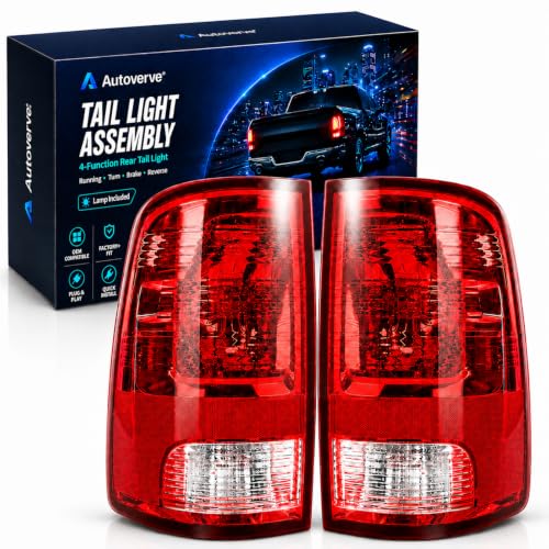 Autoverve Tail Lights Fit Dodge Ram 1500 2500 3500 2009 2010 2011 2012 2013 2014 2015 2016 2017 2018 Rear Brake Back Up Cover Taillights Lens Assembly Left Driver Right Passenger Side (Lamp Included)