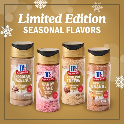 Image of McCormick Finishing Sugar Variety Pack, Limited Edition, Includes Seasonal Winter Flavors Like Chocolate Hazelnut, Candy Cane, English Toffee, and Spiced Orange, For Baking & Beverages, 14.82 oz