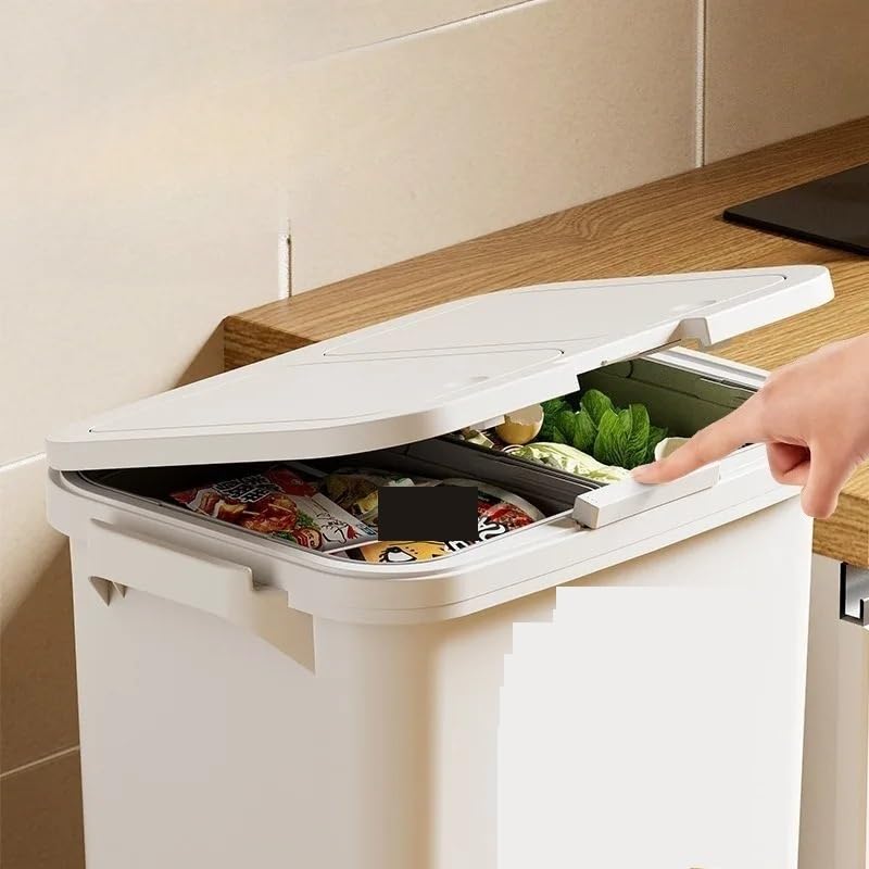 Secchio for La Raccolta Differenziata Dei Rifiuti Con Doppio Scomparto Ruote, for Spazzatura for Il Riciclaggio Della Cucina Separato, Asciutto, Bagnato, Verticale per rifiuti