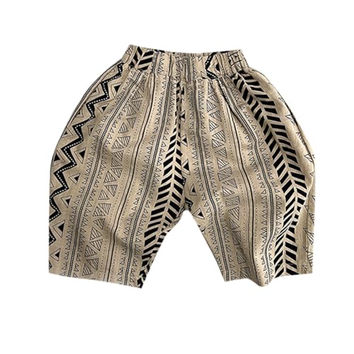 Baby Cotton Linen Long Bloomers Soft Cotton Striped Harem Pants for Boys Girls Elastic Waist Long Pants Bloomers 12-18 Months 16 Coffee