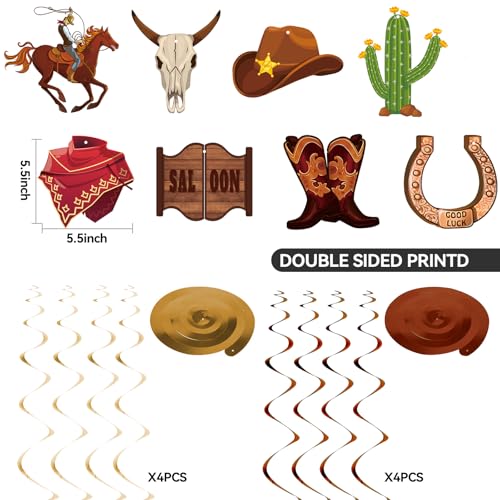 Image of Western Party Decorations, Pre-Strung Western Birthday Banner,Cowboy Birthday Party Decorations, Rodeo Birthday Decorations,Western Birthday Party Decorations and Hanging Swirls, Cowboy Party Decorations