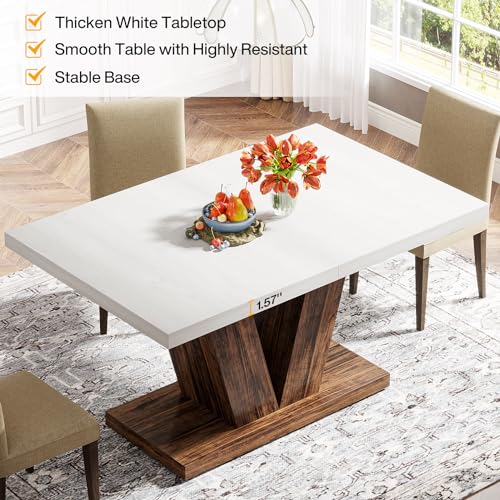 image for Tribesigns 47-Inch Dining Table for 4, White Kitchen Dinner Table with