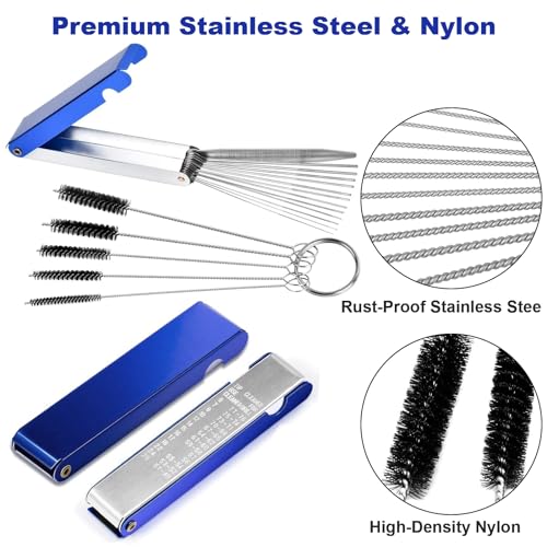 4Stk Vergaser Reinigungsnadel Set, Mehrere Größen Carbon Dirt Jet Cleaner, Kohlenstoff Vergaserdüsen Brennerspitze, Vergaserreiniger mit 5 Nylonbürsten 1 Spitze Nadel Kisten für Welder Schweißer