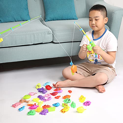 Carevon Magnetic Fishing Toys For Kids Ages 4-8, Fishing Game Pool Toys For Kiddie Pool 3-4 Yeas, 40Pcs Floating Bath Fishing Toys For Bathtub Fun #TOP5