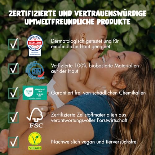 Eco by Naty Baby Öko Windeln - umweltfreundliche Premium-Bio Windeln aus pflanzenbasierten Materialien, ideal für empfindliche Babyhaut (Größe 1 - 100 Stück) - MONATSBOX