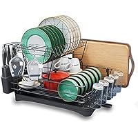 Yiwanfw Large Dish Drying Rack with Drainage 2 Tier Dish Rack