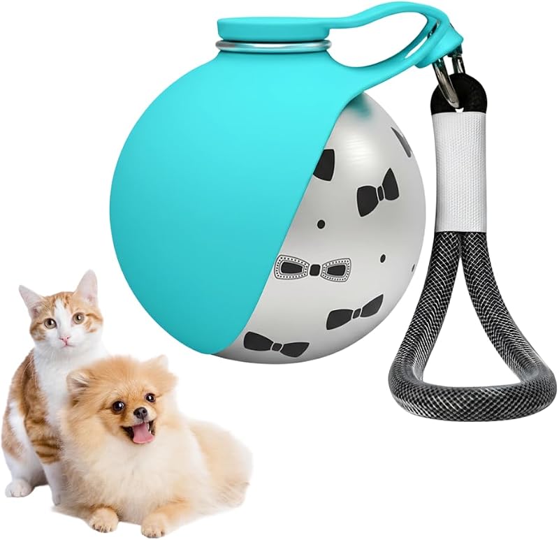 Botella de Agua portátil para Mascotas, compacta de Acero Inoxidable para Perros, Bebedero de Viaje a Prueba de Fugas para Gatos con Cuenco de Silicona Plegable para Paseos y Caminatas al Aire Libre