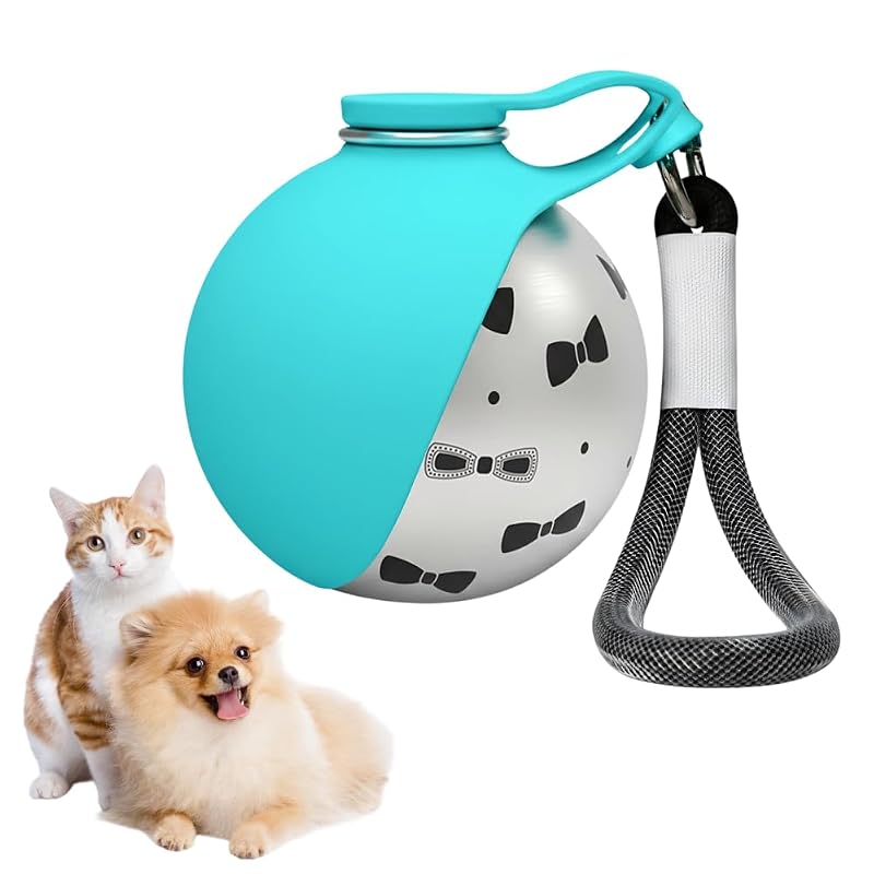 Garrafa de Água para Cães em Aço Inoxidável com Tigela de Silicone Dobrável MiOYOOW 285 mL Azul com Estampa