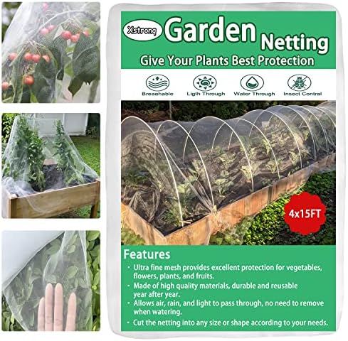 Garden Netting 4ftx15ft Garden Netting Pest Barrier Plant Covers Netting for Plant Protecting/Vegetable/Flowers Patio Gazebo Screen Barrier Net (4x15FT)