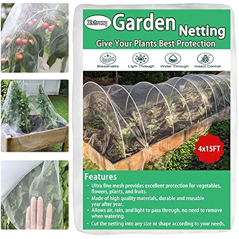Garden Netting 4ftx15ft Garden Netting Pest Barrier Plant Covers Netting for Plant Protecting/Vegetable/Flowers Patio Gazebo Screen Barrier Net Cover