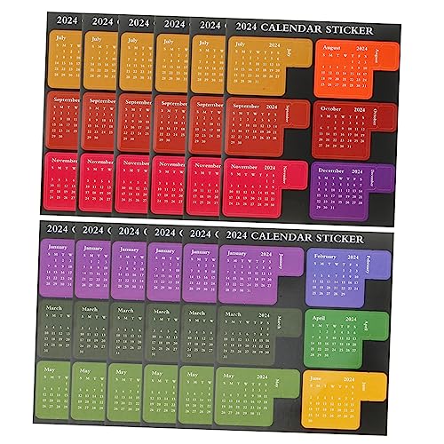 OFFSCH Design Calendar Stickers 12 Sheets of Notepads Calendar Index Stickers 2024 Monthly Planner Tabs