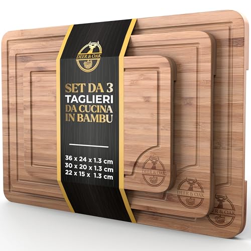 Tagliere di legno resistente e sostenibile - Realizzato in bambù di alta qualità, il tagliere cucina è una scelta ecologica, robusta e delicata sulle lame. Perfetta alternativa al tagliere in plastica tradizionale.