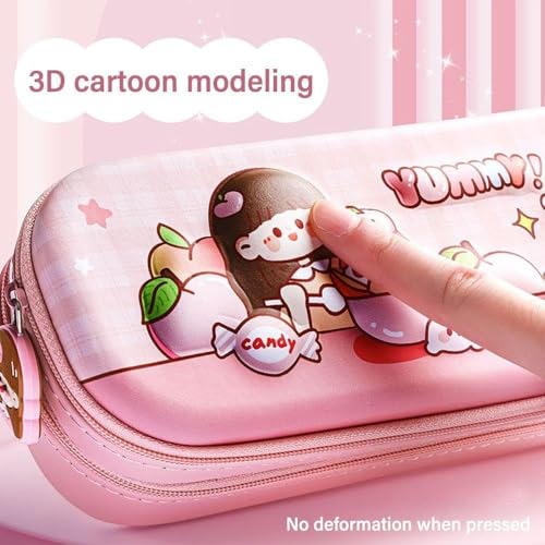Image of Kawaii Pencil Case 3 Compartment Cute Pencil Pouch Aesthetic Pencil Pouch for Girls Large Capacity Pen Pencil Box Multifunctional Stationery Case (Gardern Rabbit)