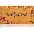 Juvale Natural Coir Welcome Door Mat, Autumn Leaves Fall Decor (30 x 17 in)