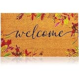 Juvale Natural Coir Welcome Door Mat, Autumn Leaves Fall Decor (30 x 17 in)
