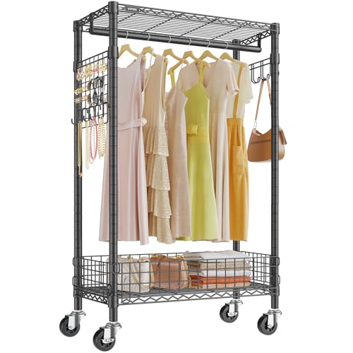 VIPEK rolling clothes rack with jewelry pegboards organizer