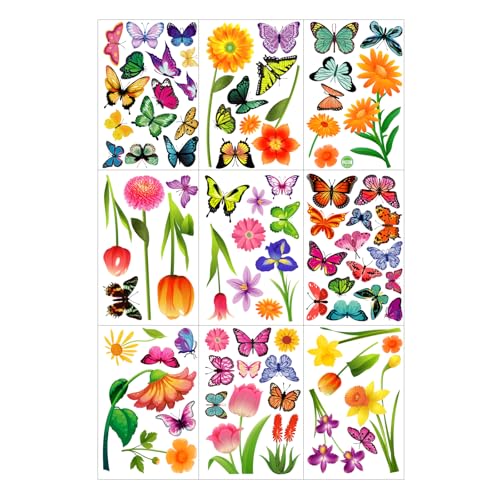 Set de 63 adhesivos para ventana con flores y mariposas miniatura 7