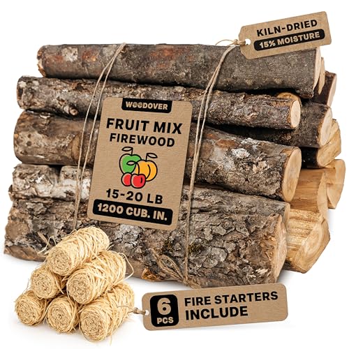 15' Apple & Cherry Firewood Logs with Fire Starters Set...