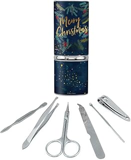 Merry Christmas Stars Pine Needles Stainless Steel Manicure Pedicure Grooming Beauty Care Travel Kit