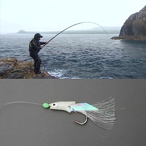 OTOTEC 15Pcs Luminous Sea Fishing Tackle Multicoloured Silk Fish Head Hook Glowing Fish Head Feather Hook Accessories for Sea Fishing - Image 3