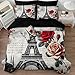 Bedbay Vintage Paris Bedding Set Romantic Eiffel Tower Comforter Set Queen Size 8-Piece Parisian Style Duvet Set Elegant Rose Floral Quilt Soft Cozy French-Themed Bedding for Children Teen Adults