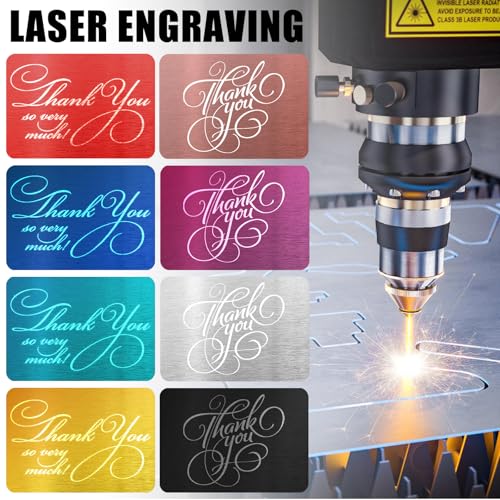 150 Stück Metall Visitenkarten Rohlinge, 86x54x0,21mm Metall Visitenkarten Aluminium, Namenskarte Lasergravierte, Gravierte Businesskarten Metal Business Card für Bürokunden DIY Geschenkkarten (Farbe)