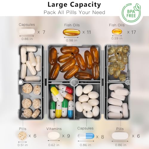 Image of FYY Travel Pill Organizer, Small Pill Box Medicine Case-2pcs Grey