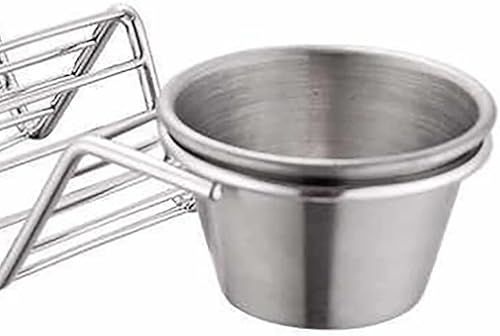 Miniatura 9 de Soporte para tacos de acero inoxidable, 3 rejillas en forma de V, bandeja para tacos con taza de salsa, bandeja de metal para servir tortilla de