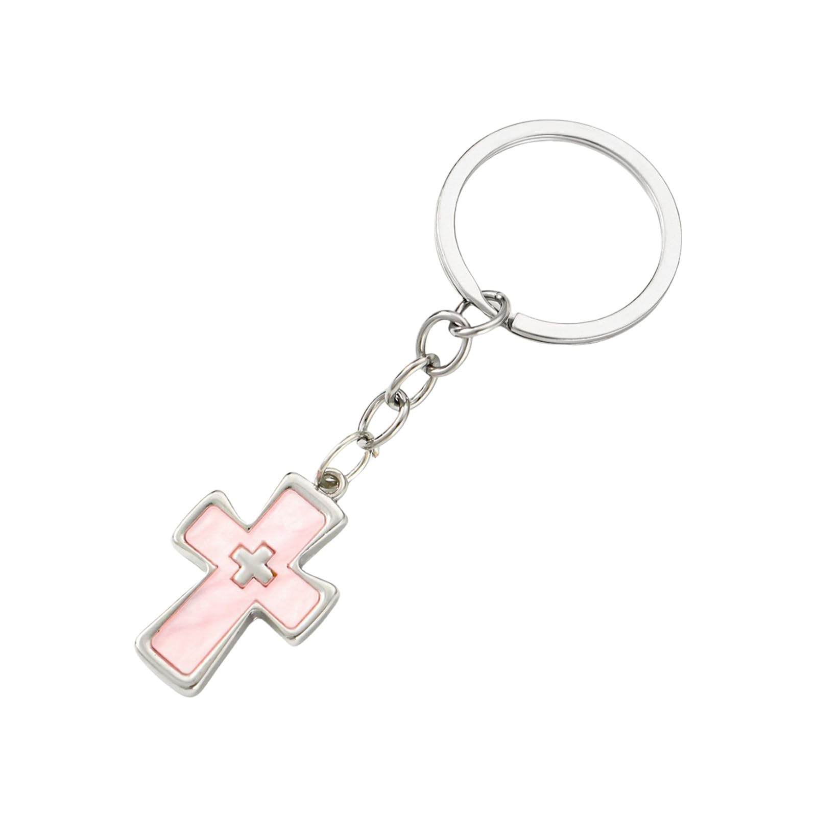 Kalttoy Fashionable Dopamine Inspired Keyring Double Crucifix Design Keychain Alloy Pendant Bag Ornament for Car Keys Lightweight Decoration