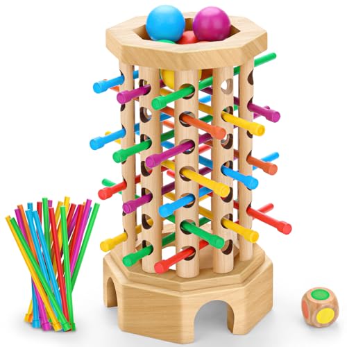 Juego de Mesa de Caída de Bolas de Madera Montessori 3-6 años miniatura 1