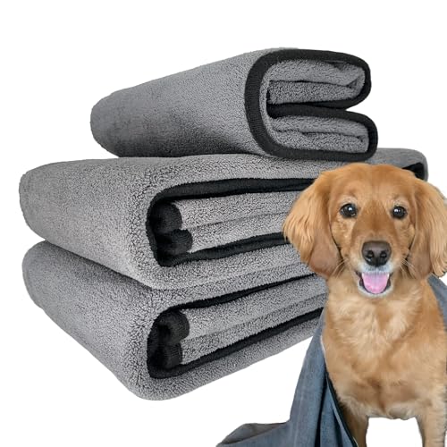 3 Pack ‘Puddle Paws Dog Towels’, 2 Large (51×23 inch) & 1 Small (23×23 inch) Luxury 800 GSM Plush Microfiber Pet Towels for Bath, Shower, Grooming, Swimming, and Travel by Keystone 3 Pack ‘Puddle Paws Dog Towels’, 2 Large (51×23 inch) & 1 Small (23×23 inch) Luxury 800 GSM Plush Microfiber Pet Towels for Bath, Shower, Grooming, Swimming, and Travel by Keystone