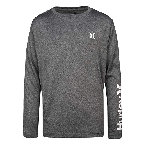 Hurley Boys' Toddler Long Sleeve Rash Guard Shirt, Black Heather, 2T