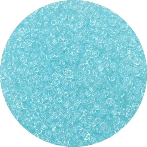 GAGANIU 2000pcs Transparent Blue Glass Seed Beads, Colorful Tiny 4mm Beads for Jewelry Making, Beading Supplies.