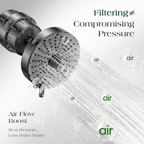Image of Filtered Shower Head COMBO - for Healthier Skin & Hair | 3 Mode High Pressure Shower Heads with 25-Stage Filtration | Removes 99.947% Chlorine & Heavy Metals | Shower Head with Filters - Black
