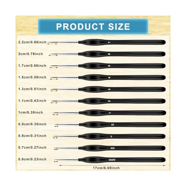 TIESOME Feine Detail Pinsel Set, 11pcs Perfekter Detail Pinsel, Pinselset Acrylfarben Miniatur Pinsel Zeichenpinsel Pinselset,für Nagelkunst Acryl Aquarell Ölgemälde Modellbau Strichmalerei (schwarz) – Bild 3