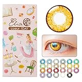 エティア-クールワンデー-全23色【1箱6枚入り】宝石発色の2次元カラコン ゴールド イエロー 黄色 キャラメルゴールド -4.50