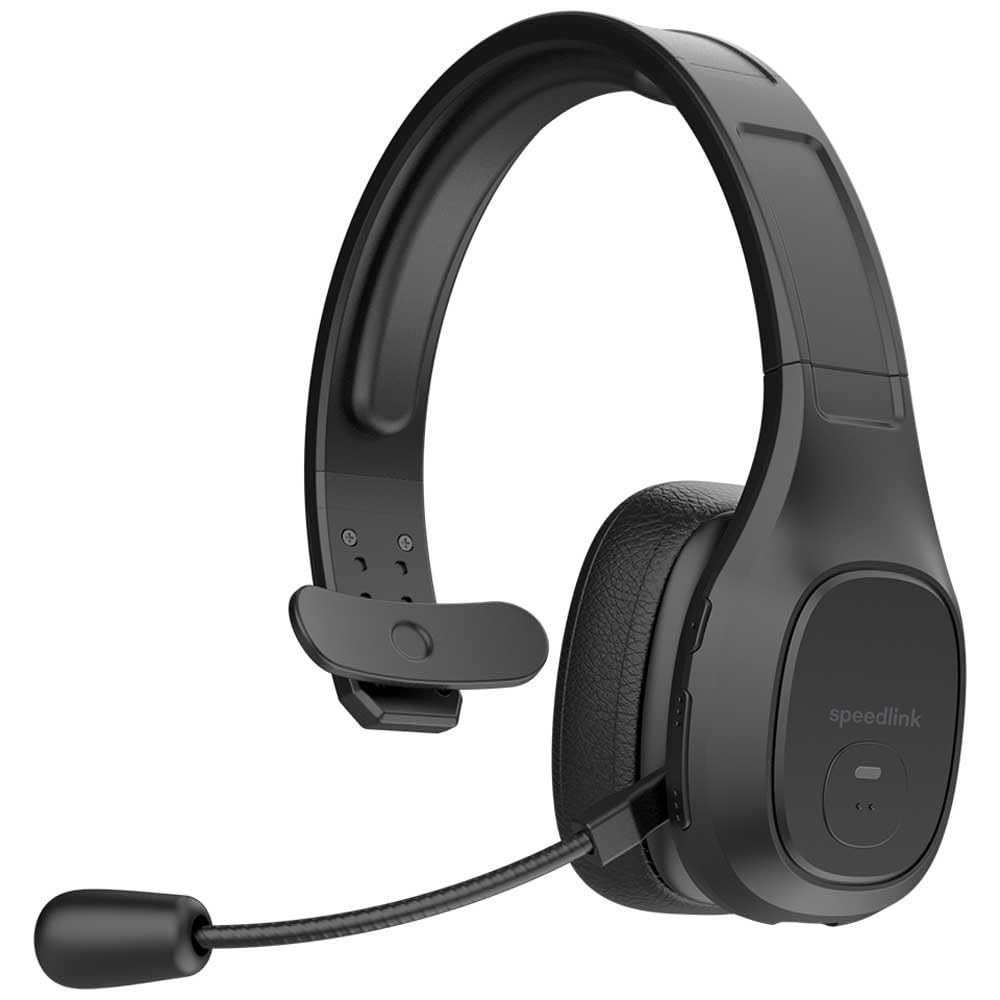 Speedlink Cuffie SONA Bluetooth – Cuffie mono con microfono e soppressione del rumore, per ufficio e casa, collegamento wireless Bluetooth o con cavo USB, nere