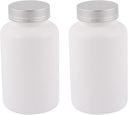 2 botellas de plástico vacías de 300 cc, con tapa de metal, botellas de plástico vacías para productos saludables (2 unidades de 300 cc, tapa de
