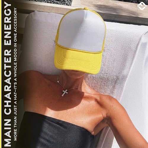 Image of Funky Junque Foam Trucker Hat, Trucker Hats for Women & Men - Blank Adjustable Snapback Mesh Back Baseball Cap