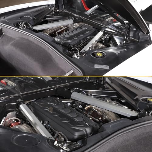 Image of CHEAYAR Engine Bay Panel Cover Compatible with Chevrolet Corvette C8 2020-2023, Engine Shroud Cover Panel Trims, C8 Accessories 2PCS (Engine Rod - Silver)
