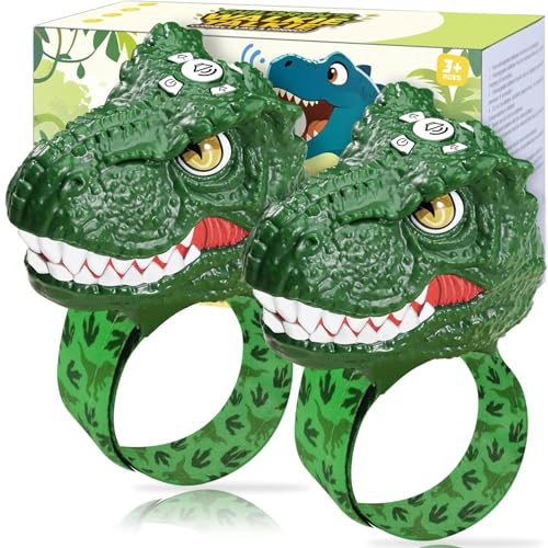 Vvinca Walkie Talkies for Kids 2 Pack - Dinosaur Toys for Boys Age 3-5 5-7 8-12 T-Rex Adjustable Wrist Strap Long Range Clear Sound Outdoor Camping Gears Christmas Birthday Gifts Stocking Stuffers