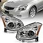 ACANII - For 2007-2008 Nissan Maxima Halogen Type Chrome Projector Headlights Replacement Headlamps Pair Set Left+Right