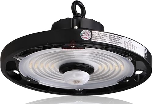 Luz LED UFO de alta bahía con sensor de movimiento Titan 5 de 100 vatios, 14,900 lúmenes, potencia seleccionable, 5000 K, LED de alta bahía