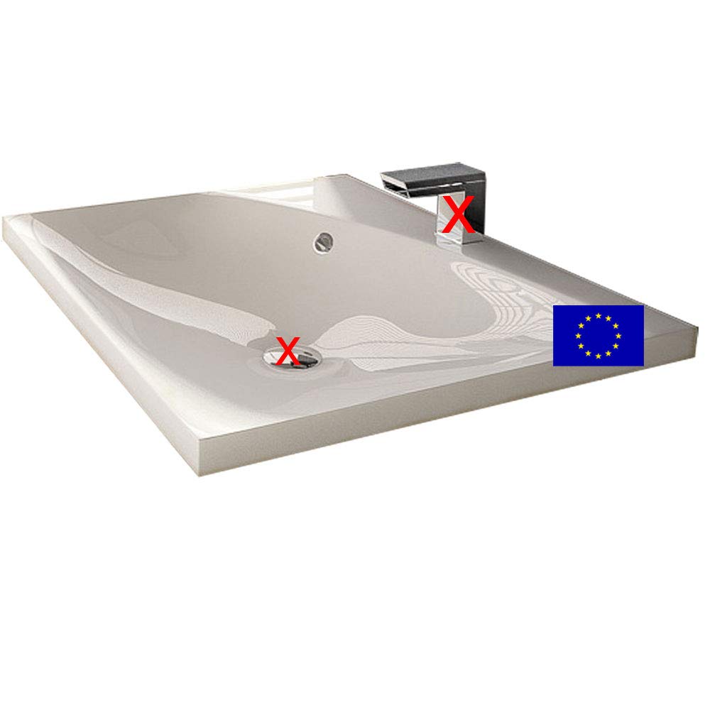 Einbauwaschbecken 60x50x11,3cm eckig, 60cm Einbau-Waschtisch, hochwertiges Mineralguss Made IN EU