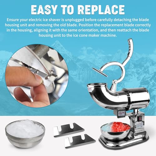 WYZworks Replacement Blades (2 Pack) for Commercial Heavy Duty Ice Shaver Sno Snow Cone Shaved Icee Maker Machine