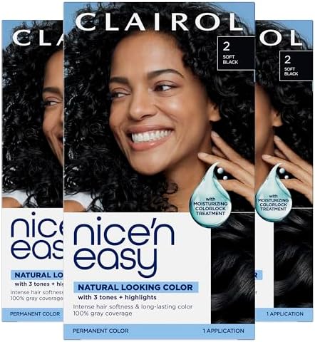 Clairol Nice'n Easy Permanent Hair Dye, 2 Black | Pack of 3