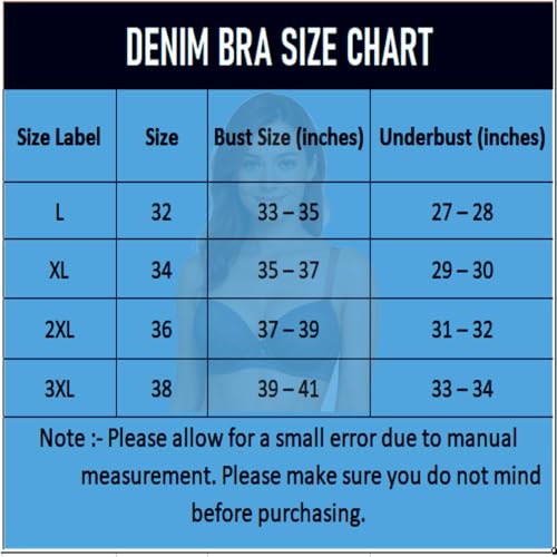 Image of ELEG & STILANCE Women's Padded Denim Look Push-Up Bra - Stylish Seam Detailing | Underwired Support | Casual Chic Innerwear
