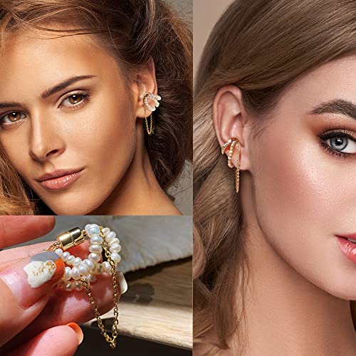 35 PCS Gold Silver Adjustable Ear Cuffs Earrings for Women Non-Piercing Cartilage Clip on Earrings Wrap Ear Jewelry Set,Punk Snake Butterfly Claw Stud Earrings for Women Gift3